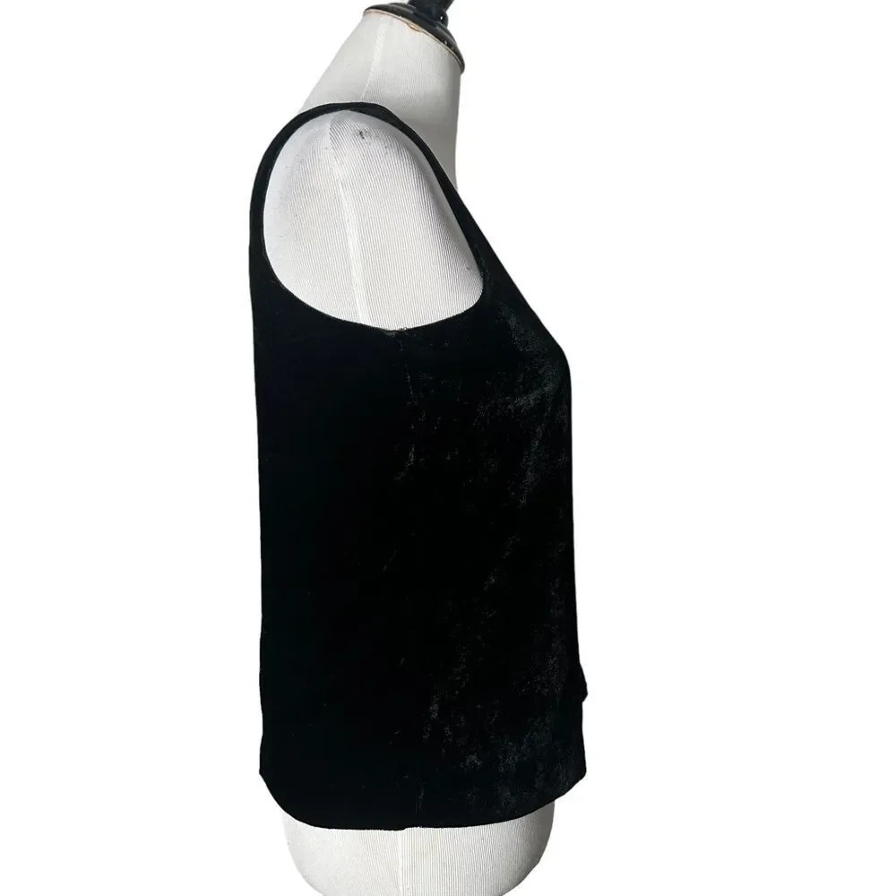 J Crew Black Velvet Tank‎ Top Women Size 0 Sleeveless Layering Minimalist